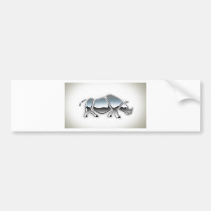 SILVER RHINO BUMPER STICKER
