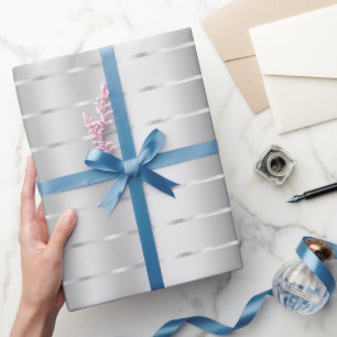 Silver Ribbon Bow Bridal Shower Wrapping Paper