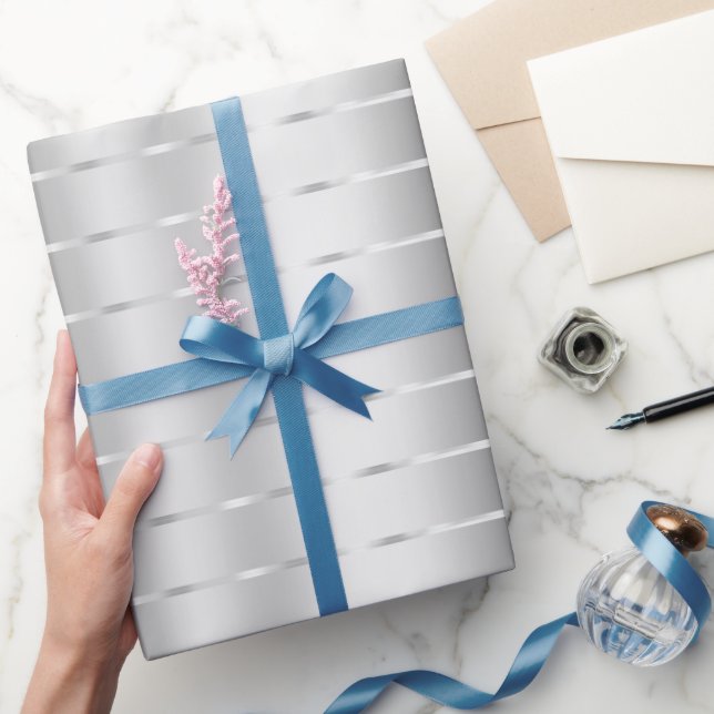 Silver Ribbon Bow Bridal Shower Wrapping Paper (Gifting)