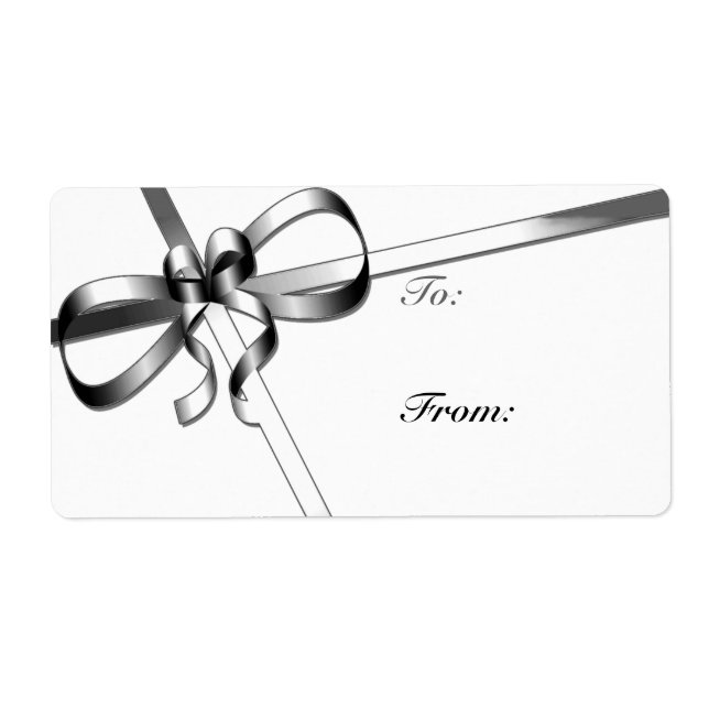 Silver Ribbon Christmas Gift Labels (Front)