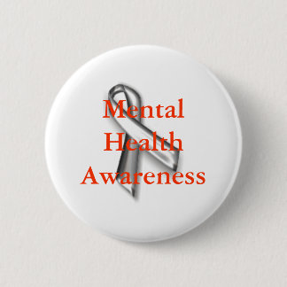 Silver_ribbon, Mental Health Awareness 6 Cm Round Badge