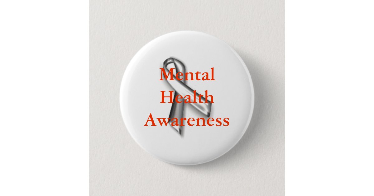 Silver_ribbon, Mental Health Awareness 6 Cm Round Badge Zazzle.co.uk