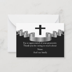 Silver Ribbon On After Funeral Thank You Cards