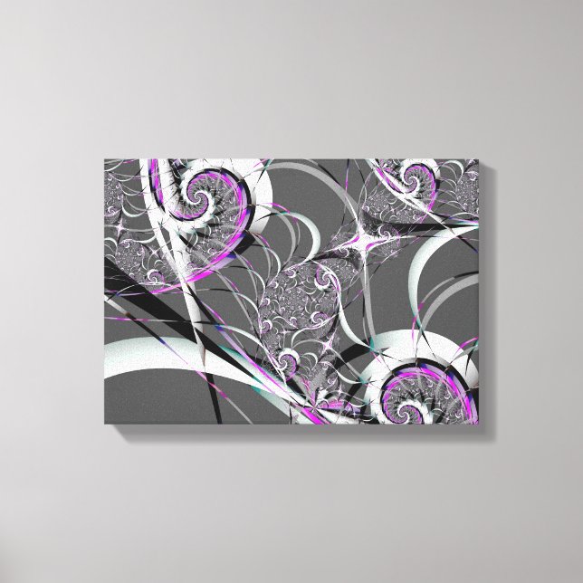 Silver Ribbons Abstract Fine Art Canvas Print (Front)