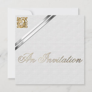 Silver Ribbons and Gold Wedding Invitation