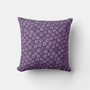 Silver Rings Purple Dots Pattern Throw Pillow
