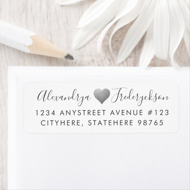Silver Romantic Heart Return Address (Insitu)