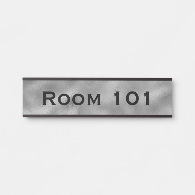 Silver Room Number Door Sign Hotel Office Building (Front)