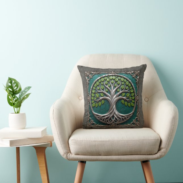 Silver Roots of Eternity – Tree of Life.   Cushion (Chair)