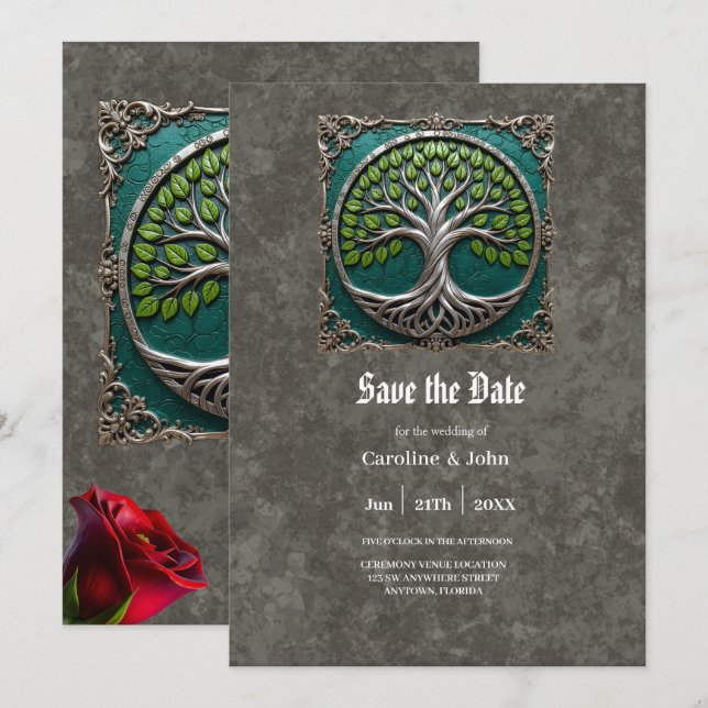 Silver Roots of Eternity – Tree of Life.   Save The Date (Front/Back)