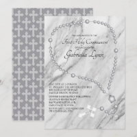 Silver Rosary Beads First Holy Communion