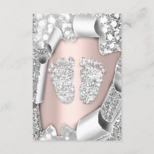 Silver Rose Baby Shower Feet Boy Glitter Girl Invitation