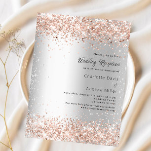 Silver rose budget wedding reception invitation