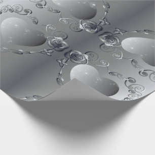 Silver Rose Frame Wrapping Paper