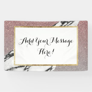 Silver Rose Gold Glitter and Marble Geometric Banner