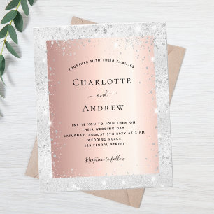Silver rose gold glitter elegant wedding budget flyer