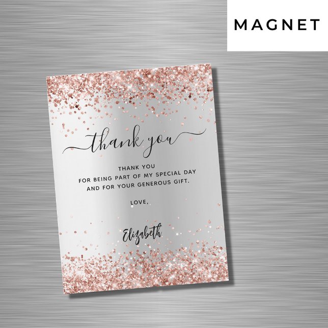Silver rose gold magnetic thank you card (Creator Uploaded)