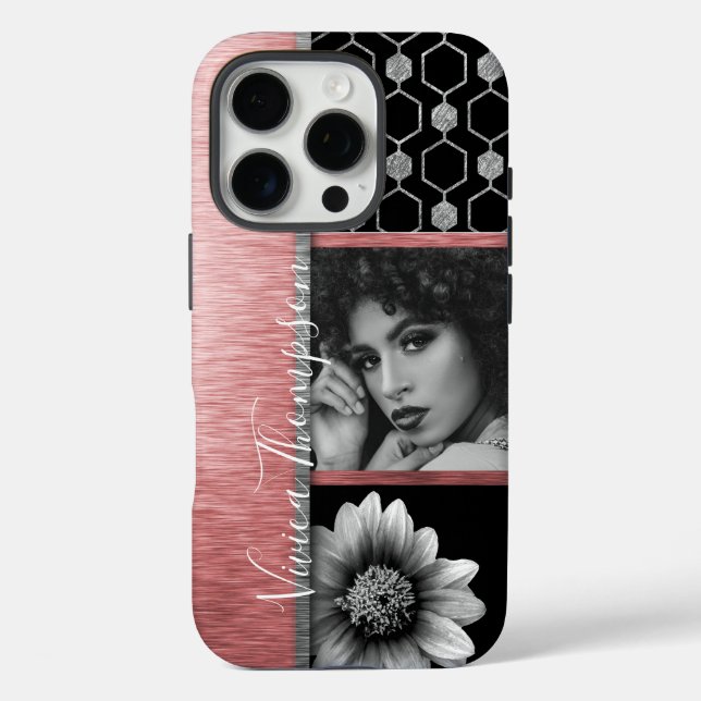 Silver & Rose Gold Photo Collage - Customise It Case-Mate iPhone Case (Back)