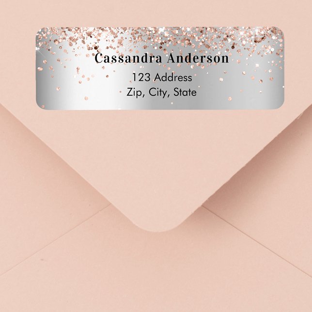 Silver rose gold return address label (Creator Uploaded)