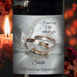 Silver Rose Gold Rings Wedding Wine Label