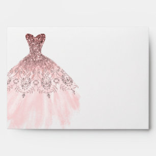 Silver Rose Gold Sparkle Diamond Dress Envelope