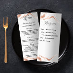 Silver rose gold wedding dinner menu program card<br><div class="desc">Program and menu card.  Personalise and add your names,  date and the menu and program. Faux silver looking background,  decorated with rosge gold swirls. black text.</div>