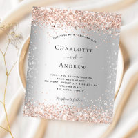 Silver rose gold wedding invitation