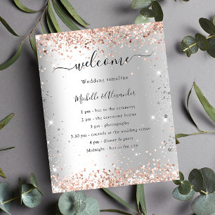 Silver rose gold wedding program