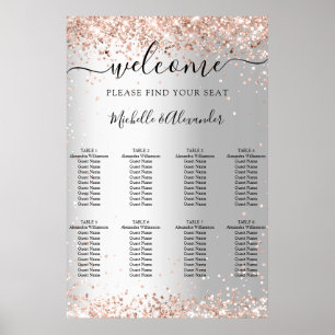 Silver rose gold wedding seating chart