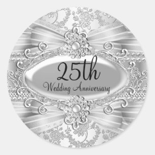 Silver Rose & Jewel 25th Anniversary Sticker
