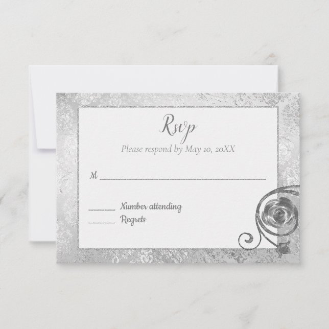 Silver Rose RSVP Card (Front)