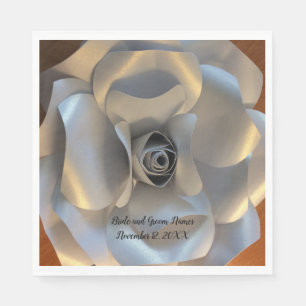 Silver Rose Wedding Napkin