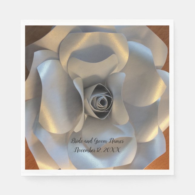 Silver Rose Wedding Napkin (Front)