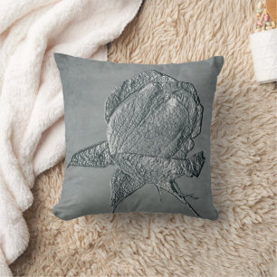 Silver Rosebud Floral Art Cushion