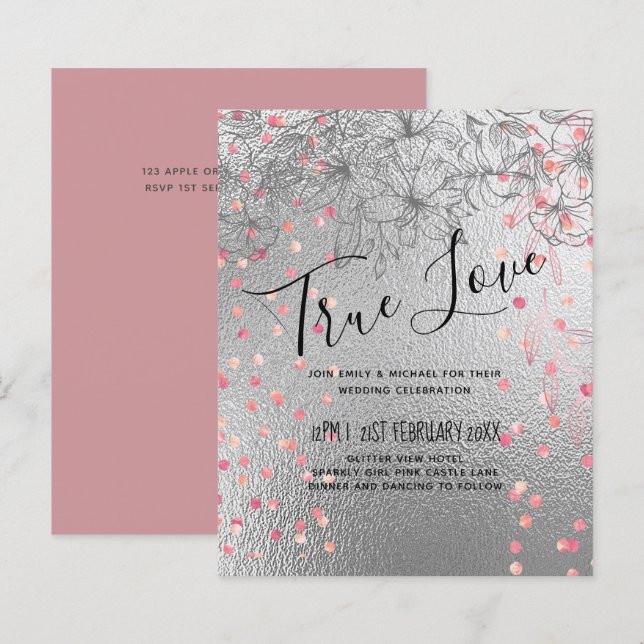 Silver Rosegold WEDDING Metallic Glitter BUDGET (Front/Back)