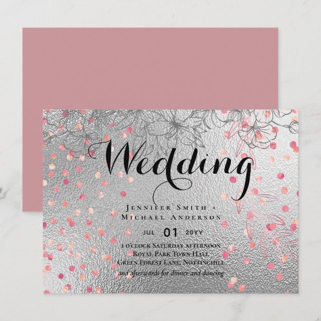 Silver Rosegold WEDDING Metallic Glitter BUDGET (Front/Back)