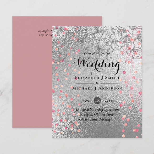 Silver Rosegold WEDDING Metallic Glitter BUDGET (Front/Back)