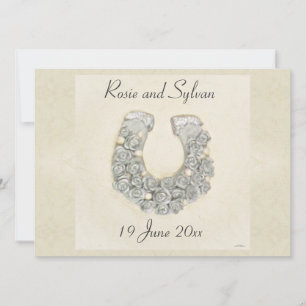 Silver Roses Horseshoe Wedding Invitation