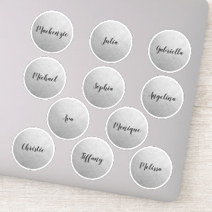 Silver Round Circle Individual Names Party Favour