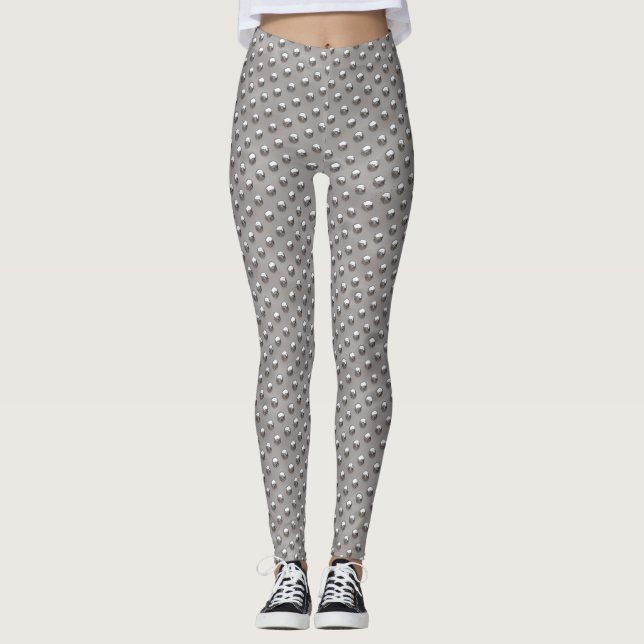 Silver Round Jewels Leggings (Front)