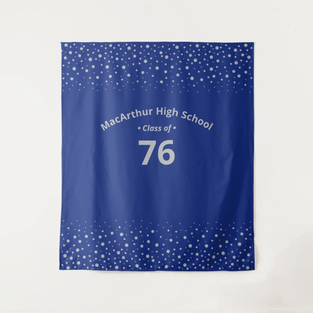 Silver & Royal Blue | Class Reunion Party Tapestry (Front)