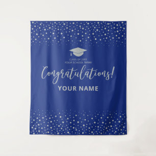 Silver & Royal Blue Congratulation Graduation Tapestry