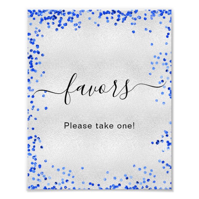 Silver royal blue party favours photo print (Front)