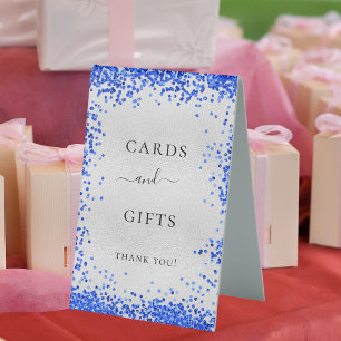 Silver royal blue wedding cards gifts