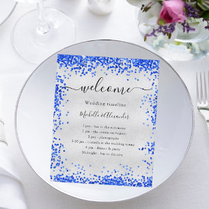 Silver royal blue wedding program timeline