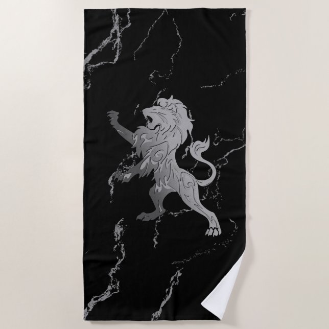 Silver Royal Lion Beach Towel (Front)