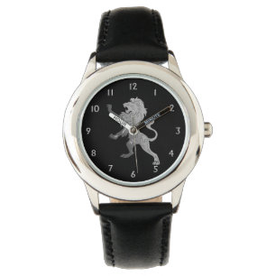 Silver Royal Lion on Black Watch