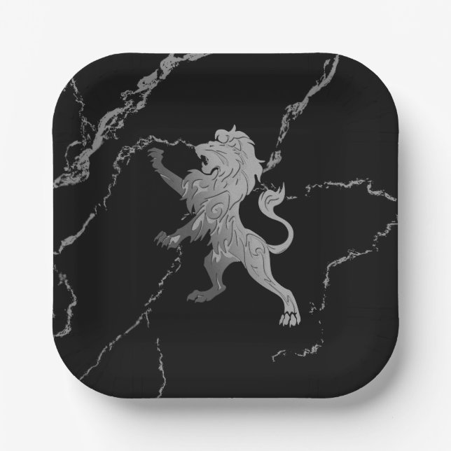 Silver Royal Lion Paper Plate (Front)