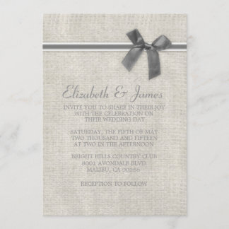 Silver Rustic Burlap Wedding Invitations