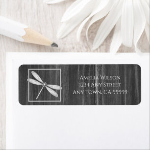 Silver Rustic Dragonfly Return Address Label